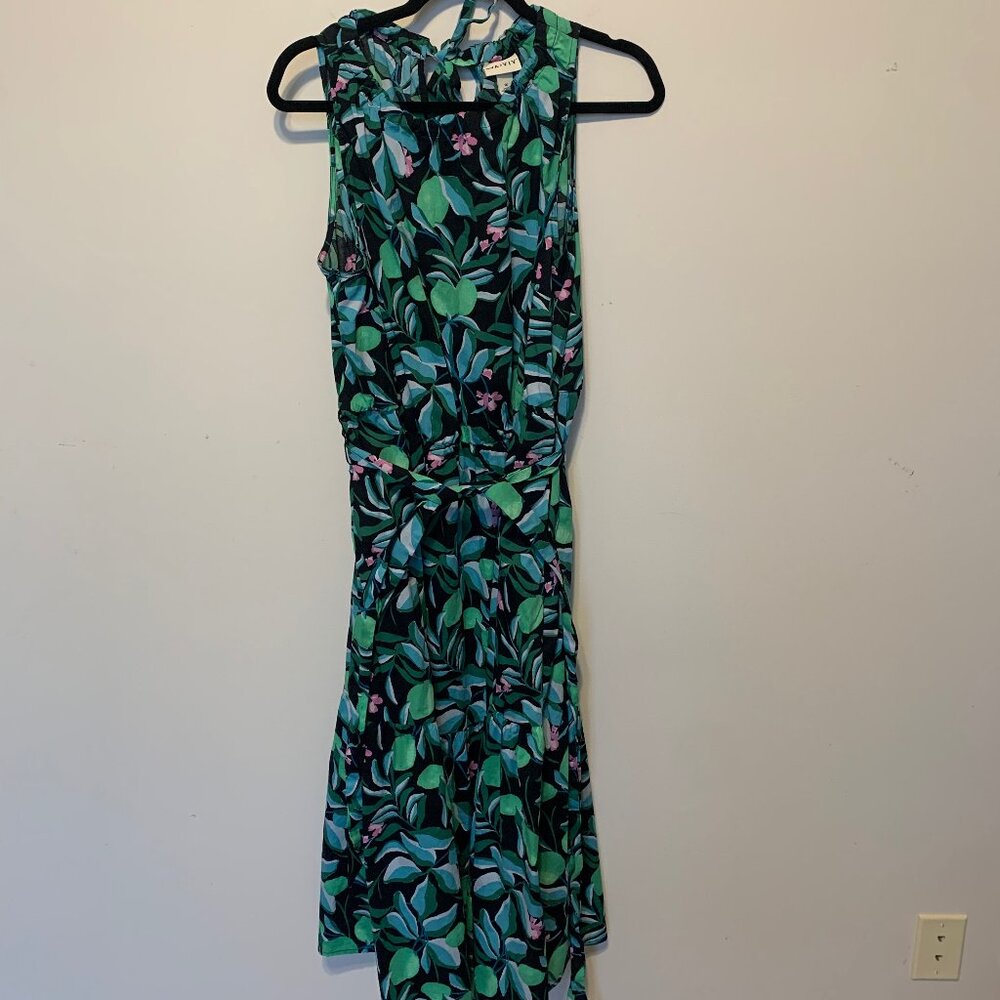 Ava & Viv Green, Black & Pink Floral Maxi Dress Size 1X NWOT